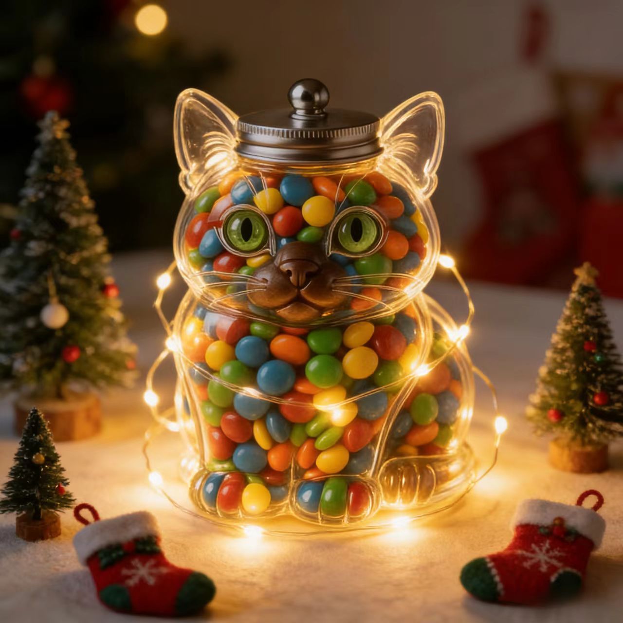 Cute Cat Shaped Glass Candy Ja - đánh giá và giá Food Snacks Candy