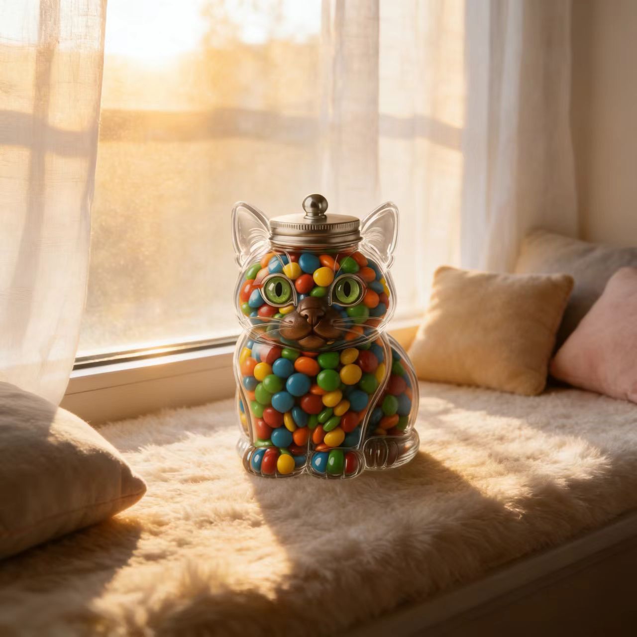 Cute Cat Shaped Glass Candy Ja - đánh giá và giá Food Snacks Candy