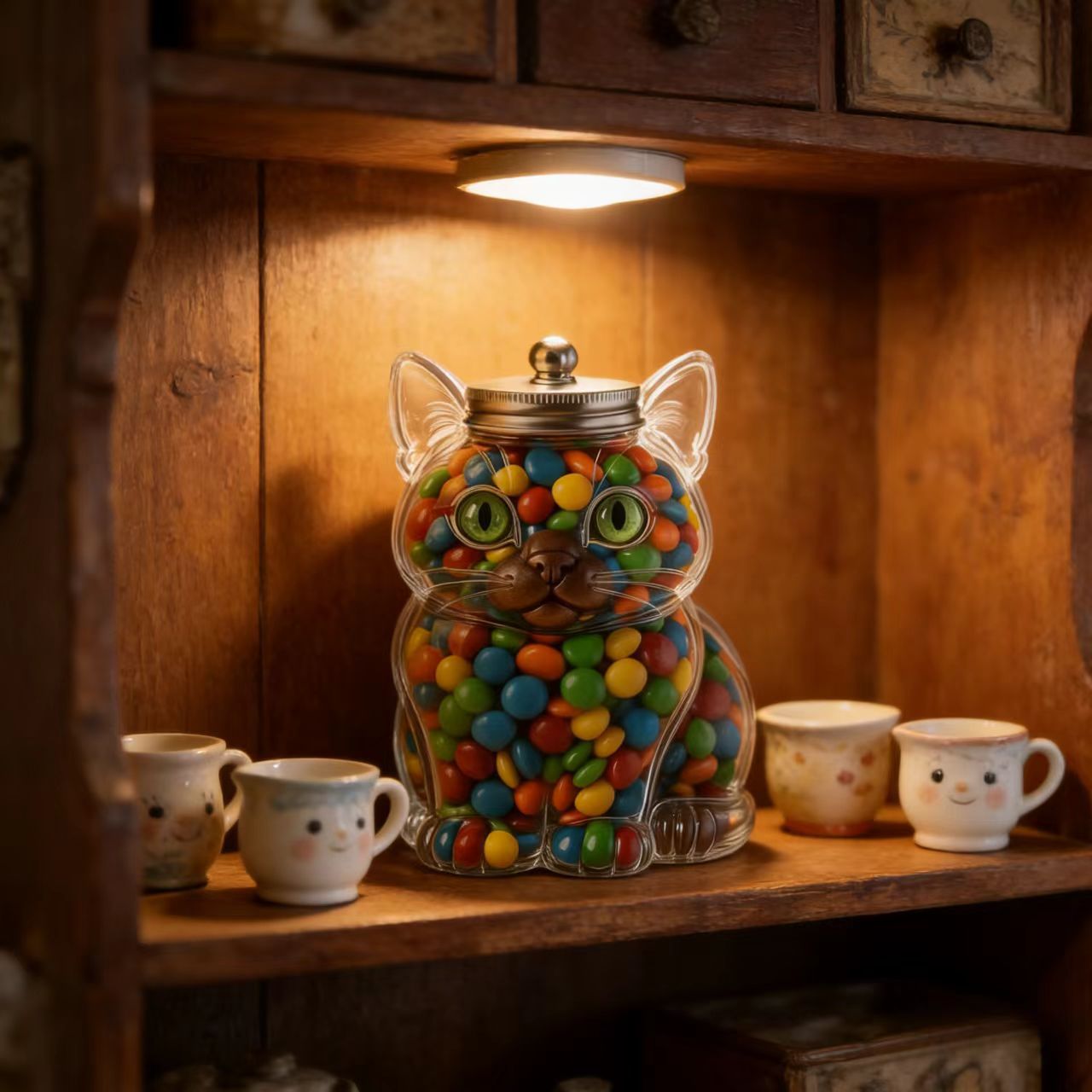 Cute Cat Shaped Glass Candy Ja - đánh giá và giá Food Snacks Candy