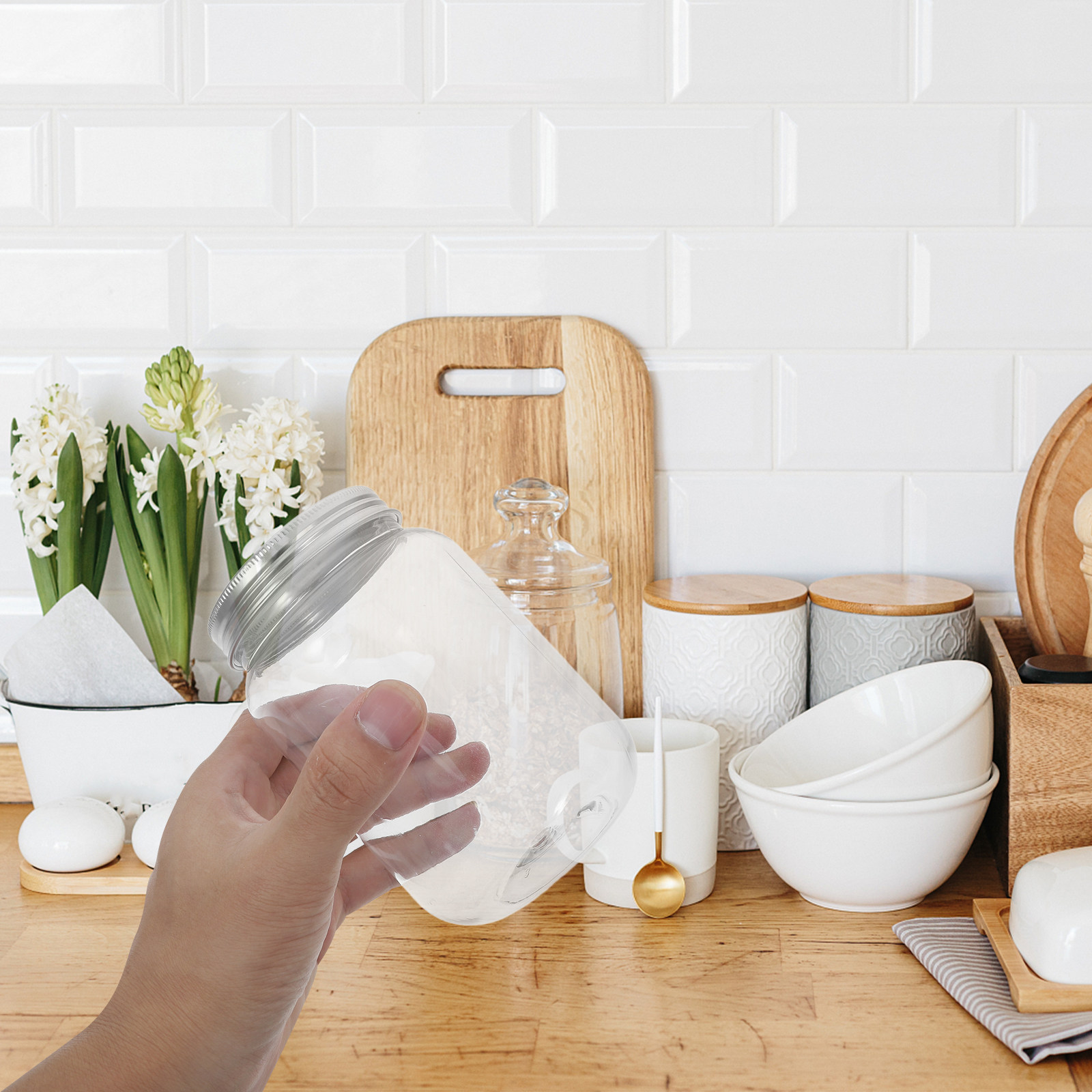 4Pcs Clear Plastic Jars with A - đánh giá và giá Dry Food Snacks