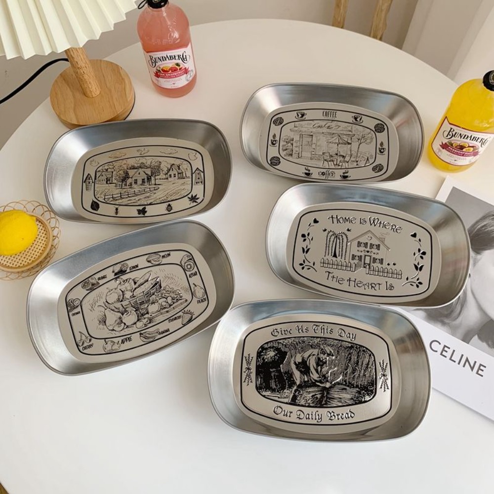2PCS Vintage American Tin Tray - đánh giá và giá Food And Snacks For Picnic