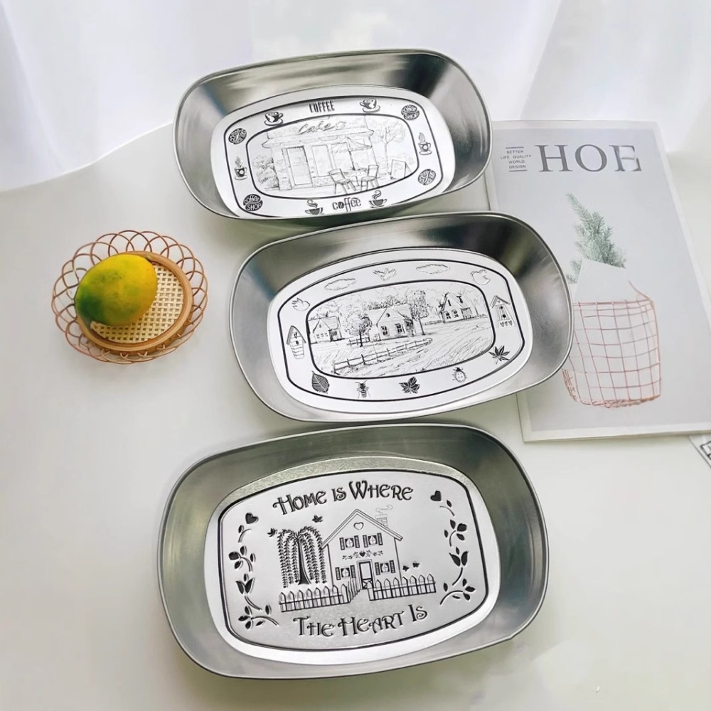 2PCS Vintage American Tin Tray - đánh giá và giá Food And Snacks For Picnic