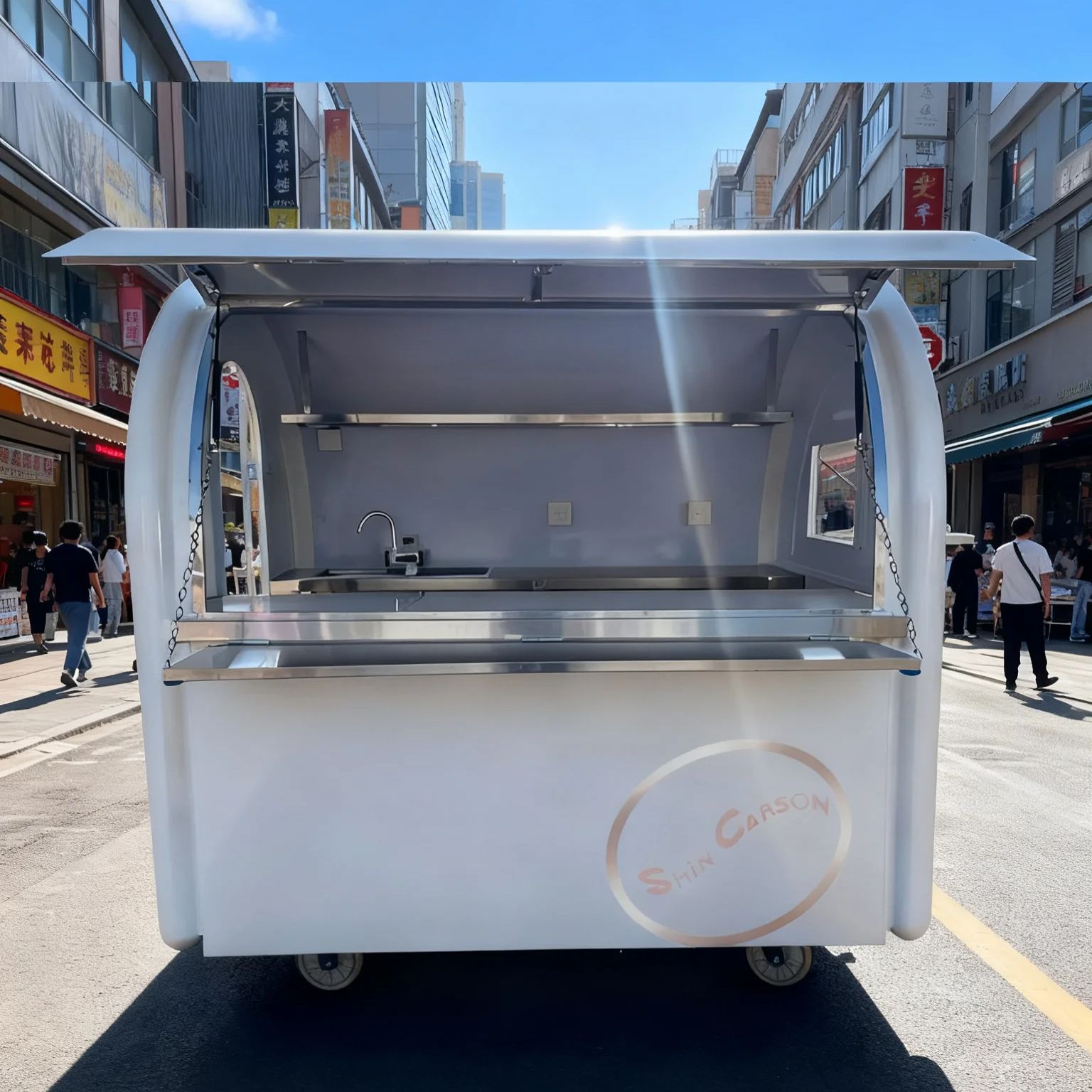 Outdoor Food Trailer round Mob - đánh giá và giá Food Snacks Business
